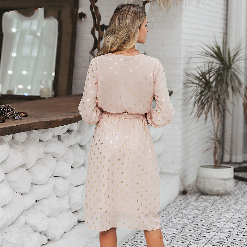 Lantern Sleeve Belt Midi Dress photo 2