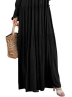 V-neck Long Sleeve Tiered Maxi Dress (13)