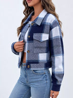 Plaid Button-front Cropped Jacket (6)
