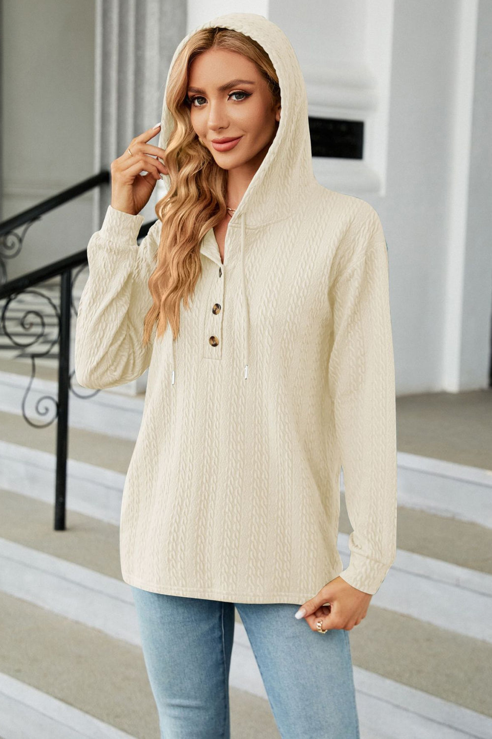 Cable-knit Long Sleeve Hoodie (17)