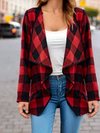 Plaid Open Front Long Sleeve Jacket (5)