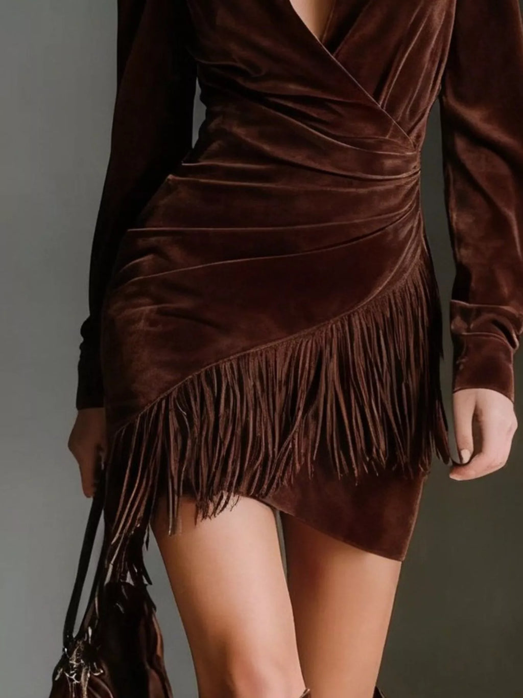 Fringed Long Sleeve Mini Dress (10)