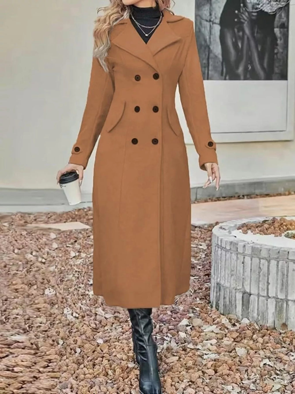 Full Size Double-breasted Longline Trench Coat Plus (8)