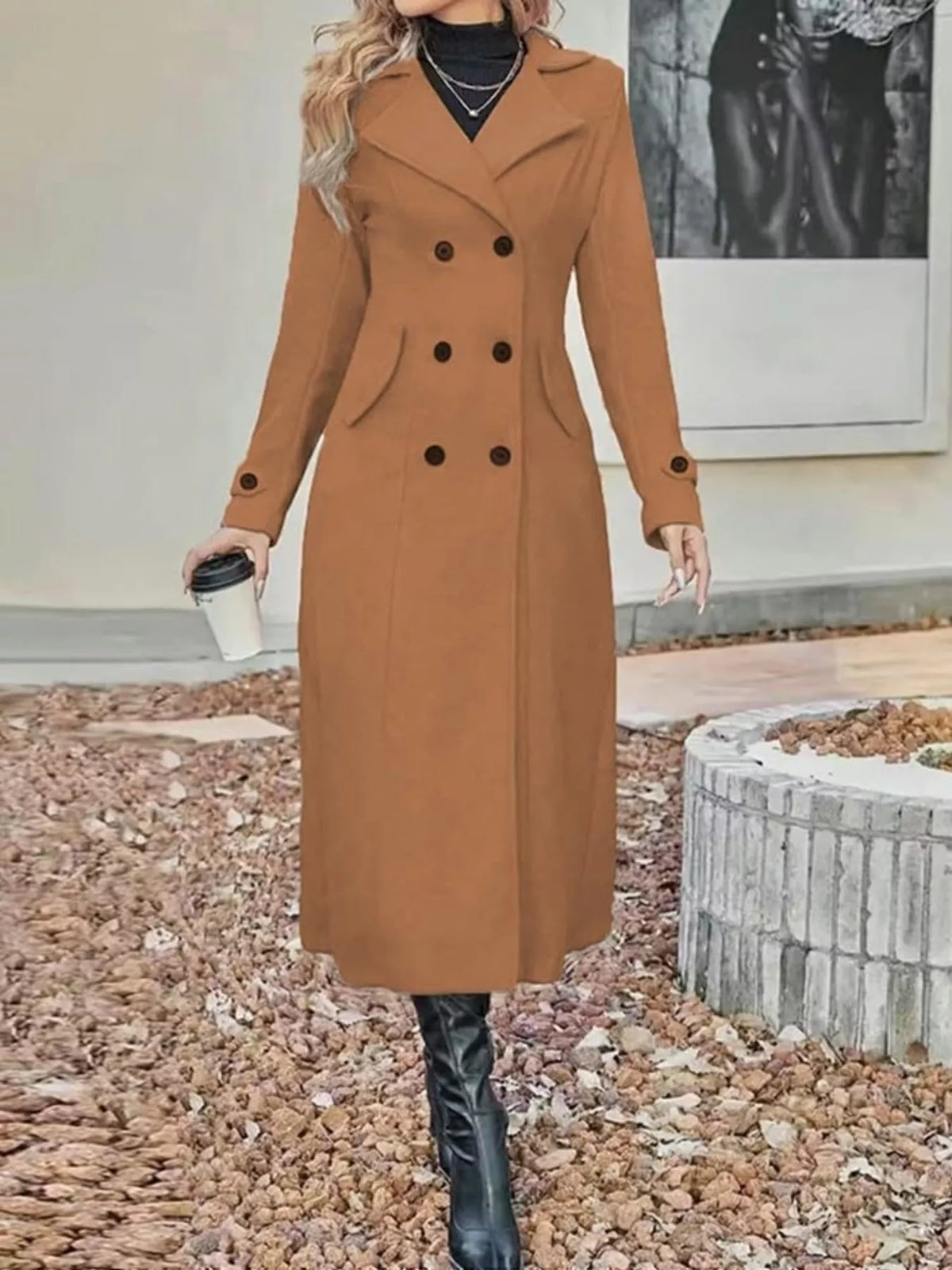 Full Size Double-breasted Longline Trench Coat Plus (8)
