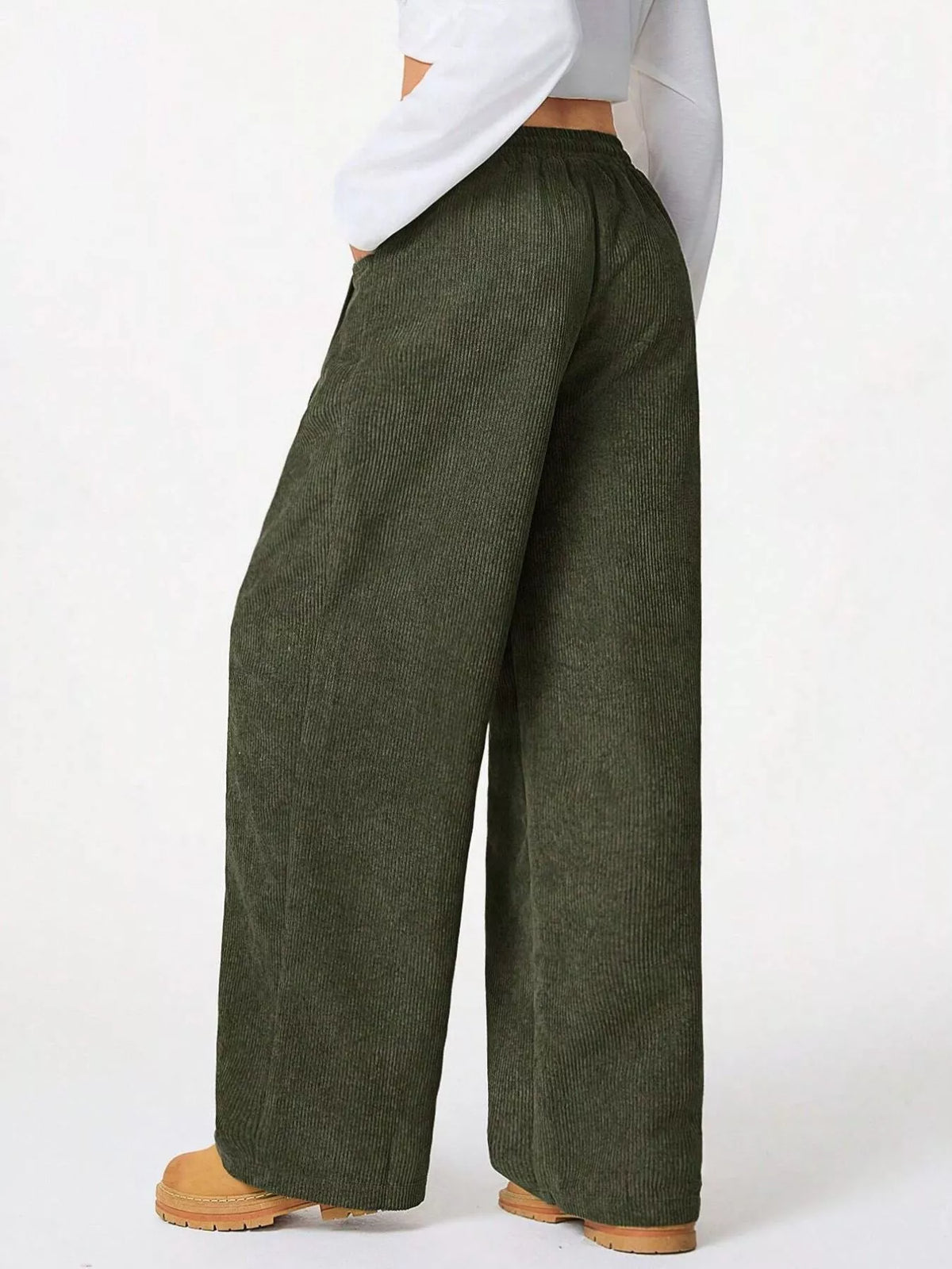 Wide Leg Corduroy Drawstring Pants (7)