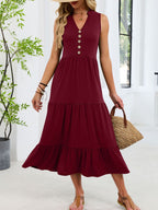 Sleeveless Notched Tiered Midi Dress (14)