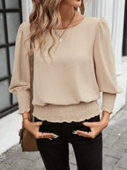 Puff Sleeve Smocked Blouse (2)