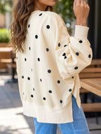 Side Slit Polka Dot Oversized Sweatshirt (6)