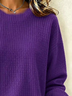Full Size Textured Crew Neck Long Sleeve Sweatshirt Plus (4)
