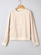 Raw Edge Flower Patch Drop Shoulder Casual Top (6)