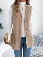 Button-front Longline Vest Coat