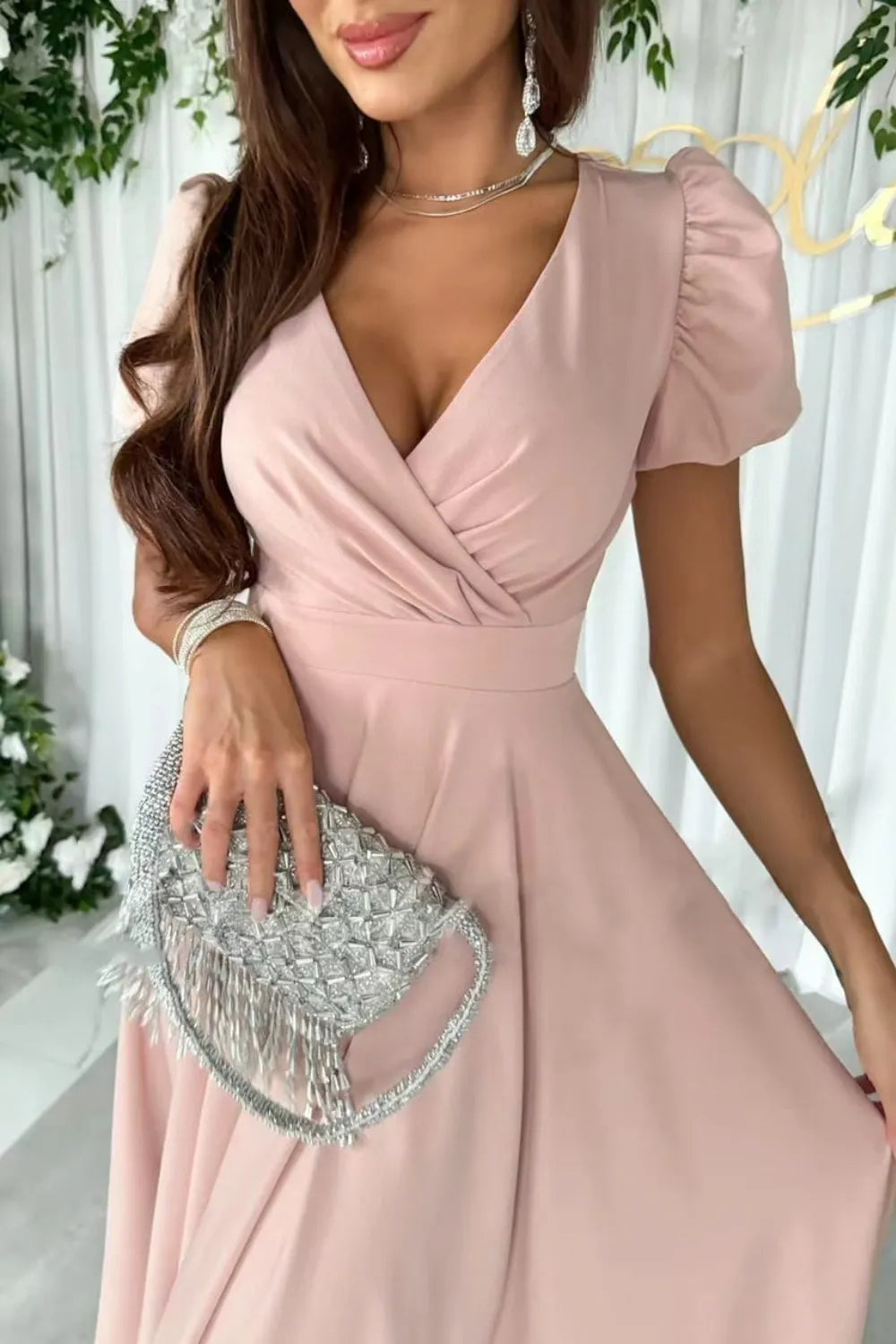Surplice Puff Sleeve Midi Dress (11)