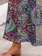 Slit Printed Elastic Waist Skirt (5)