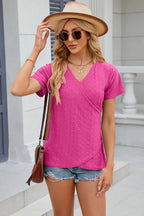 Eyelet Surplice Short Sleeve T-shirt (6)