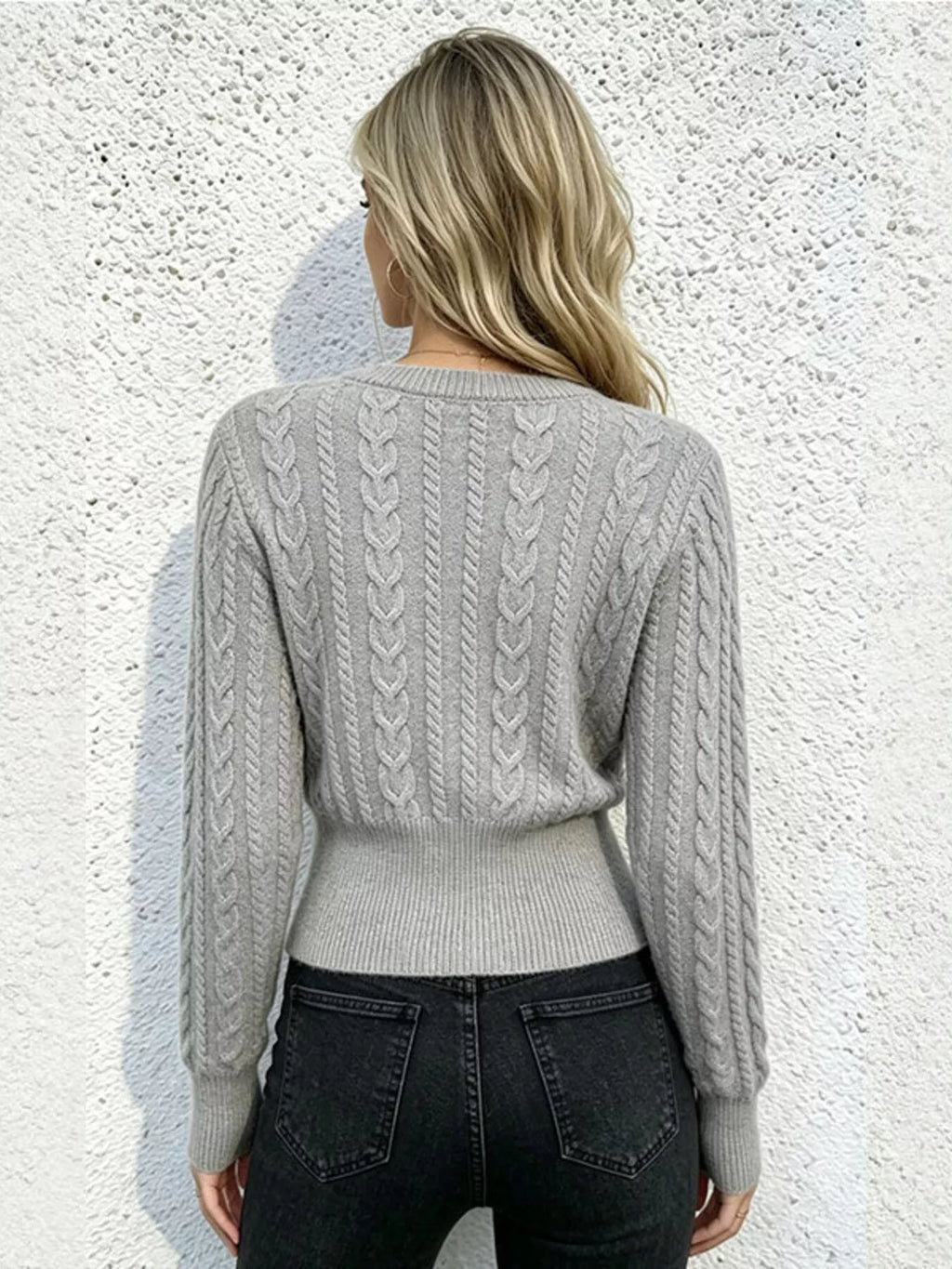 Cable Knit Zipper Detail Sweater (2)