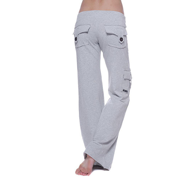 Elastic Waist Button Pocket Yoga Pants photo 2
