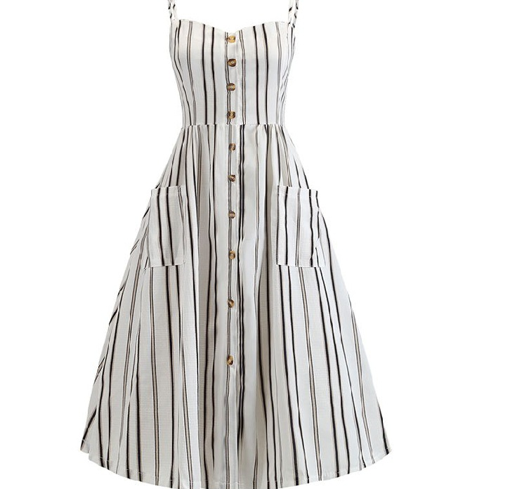 Dress Midi Button Striped Floral photo 1