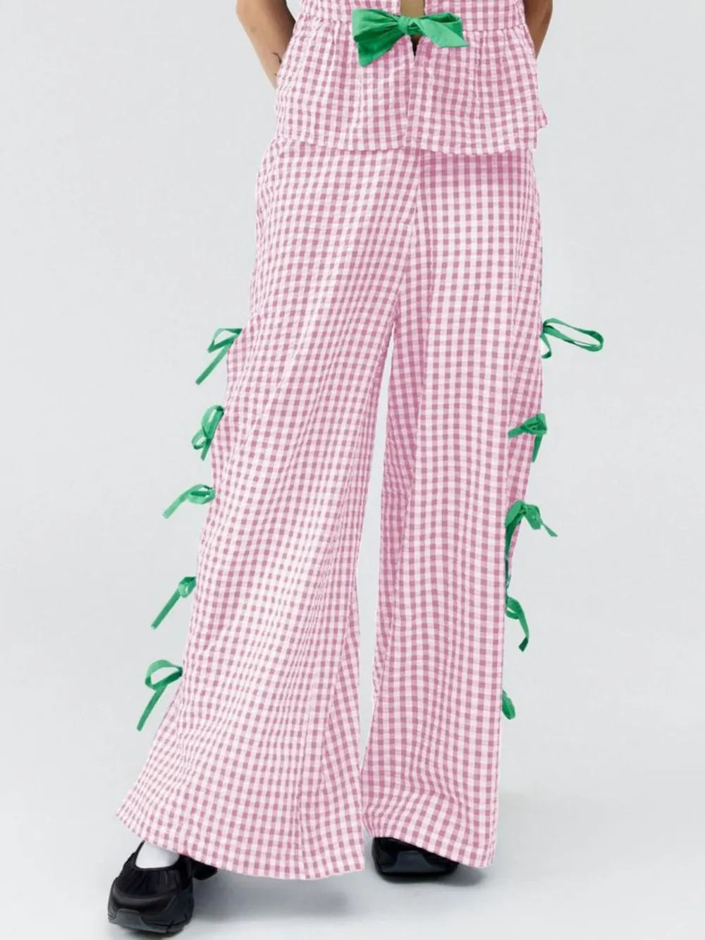 Side Tied Plaid Pants (10)