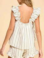 Ruffled Striped Tank Shorts Set (4)