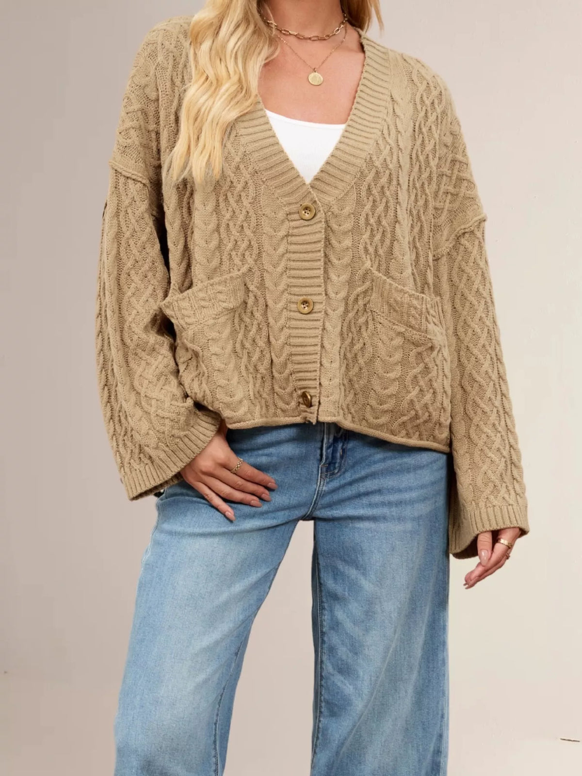 Cozy Cable Knit Cardigan Pockets (2)