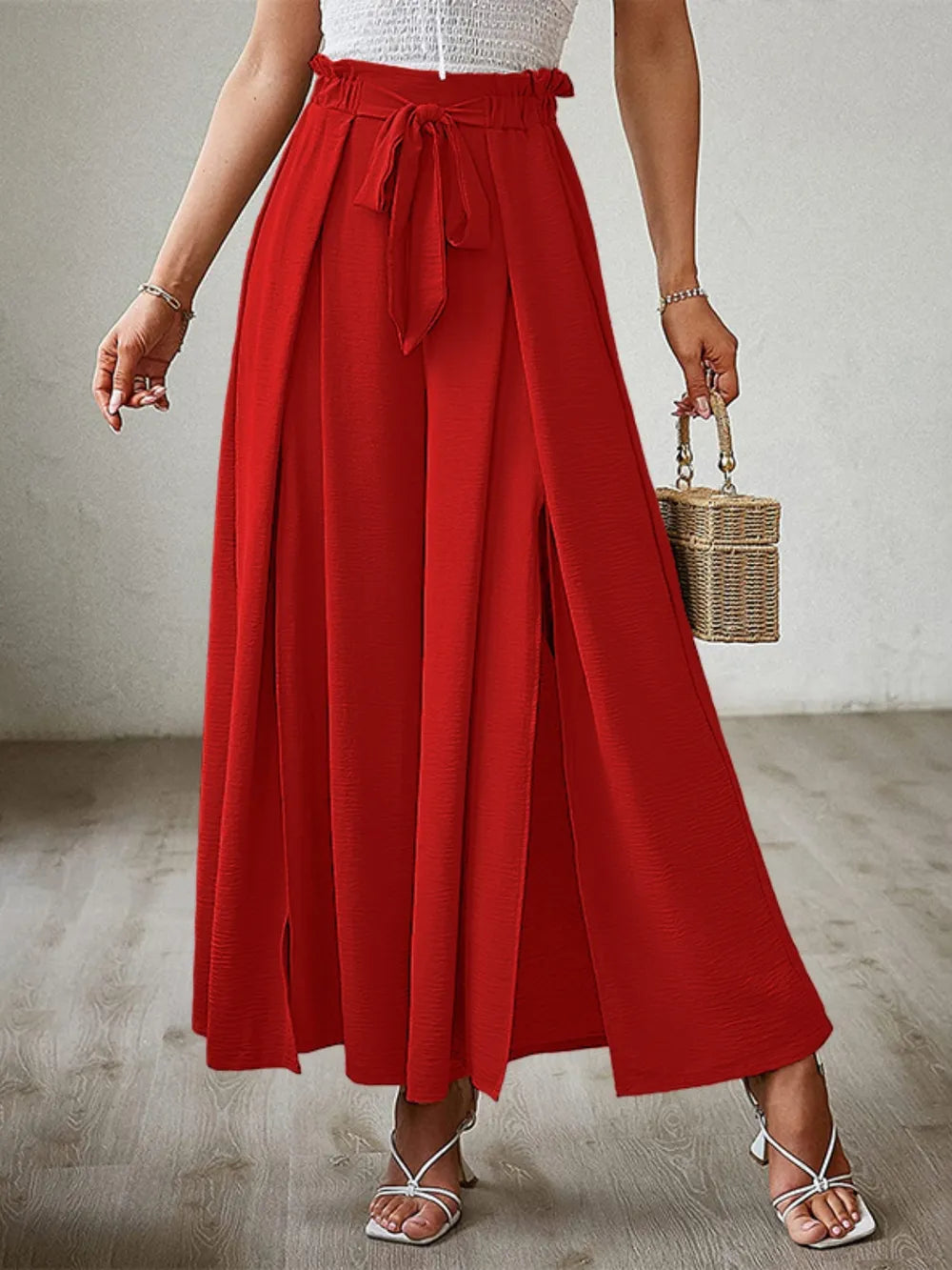 Tied Slit Wide Leg Pants (7)