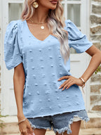Swiss Dot Short Puff Sleeve Top (8)