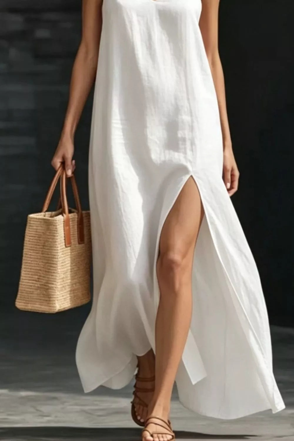 Slit V-neck Maxi Dress (9)