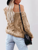 Chunky Cable Knit Long Sleeve Sweater (9)