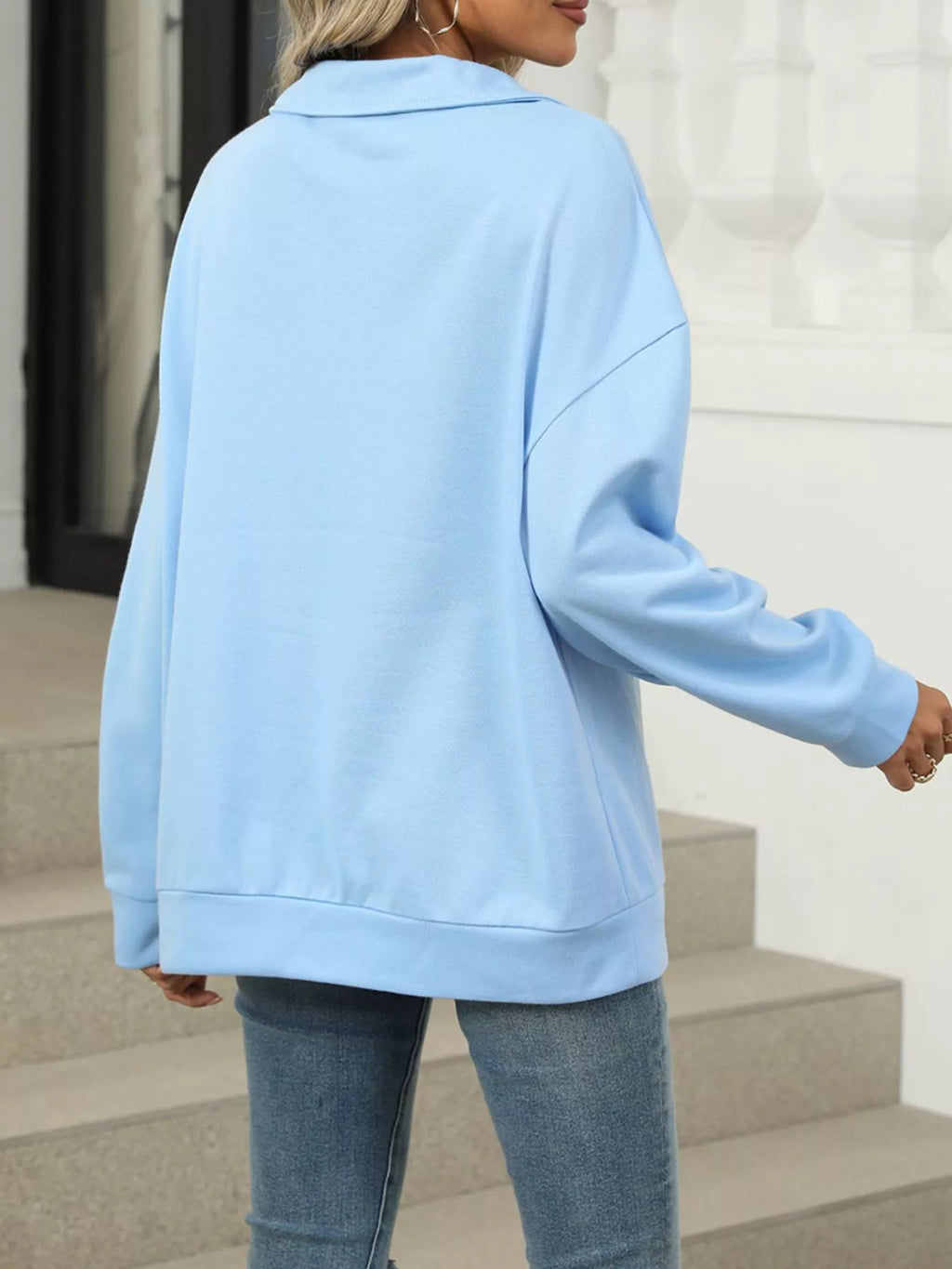 Johnny Collar Drop Shoulder Long Sleeve Sweatshirt (12)