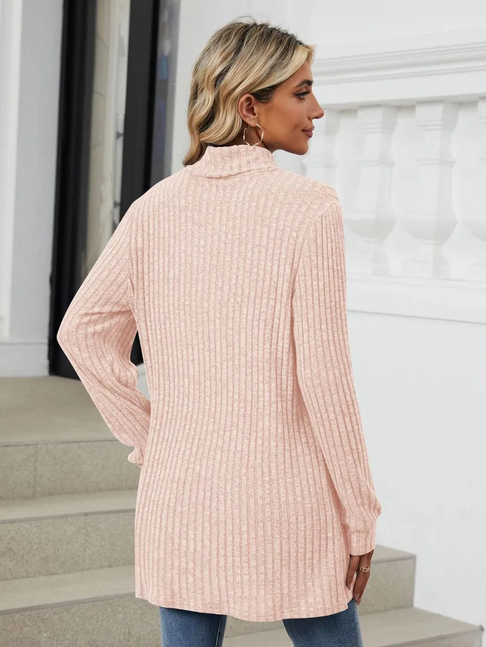 Ribbed Mock Neck Long Sleeve T-shirt (28)