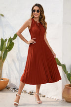 Swiss Dot Tie Neck Sleeveless Dress (22)
