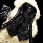 Faux Fur Large Fur Collar Leather Jacket photo 3