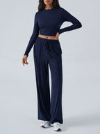 Round Neck Long Sleeve Top Pants Set (4)