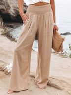 Smocked High Waisted Wide Leg Pants (11)