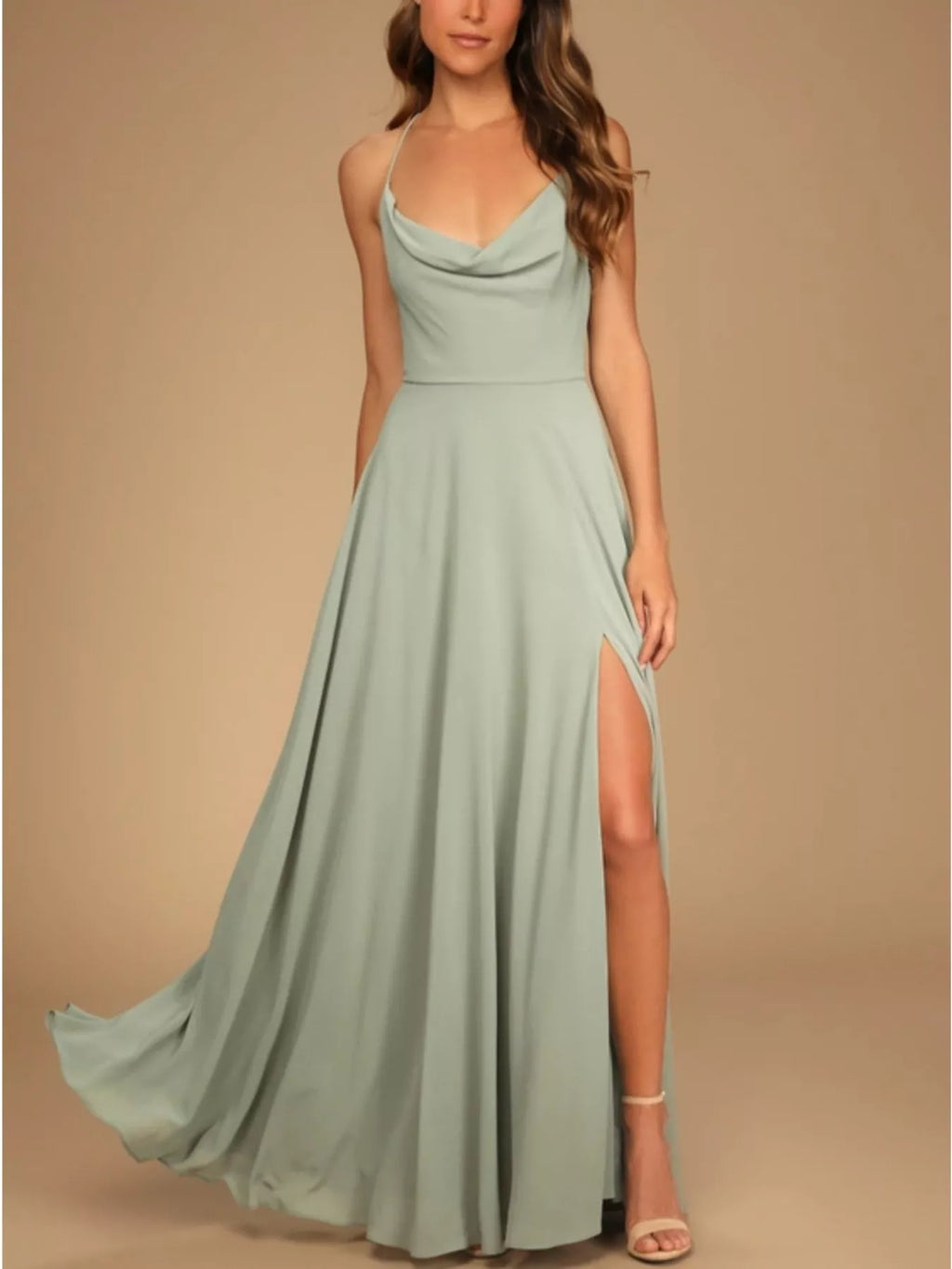 Slit Cowl Neck Maxi Dress (2)