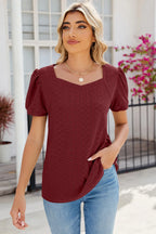 Eyelet Puff Sleeve T-shirt (22)