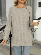 Round Neck Knit Button Top (2)