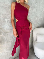 One-shoulder Cutout Bodycon Maxi Dress (9)