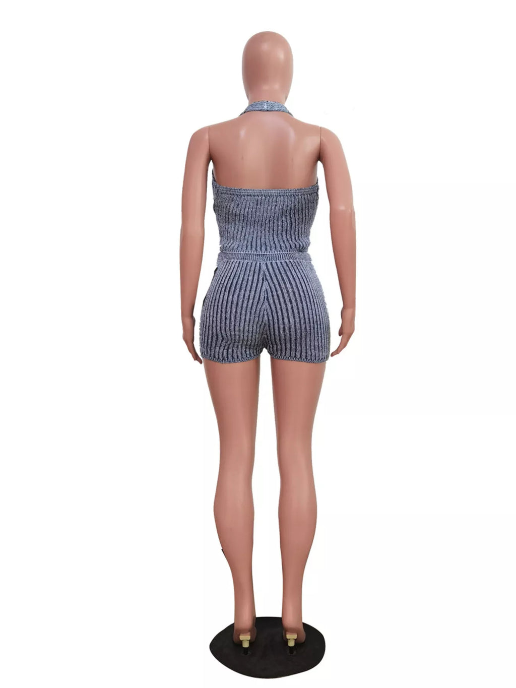 Halter Neck Top Shorts Sweater Set (6)