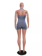 Halter Neck Top Shorts Sweater Set (6)
