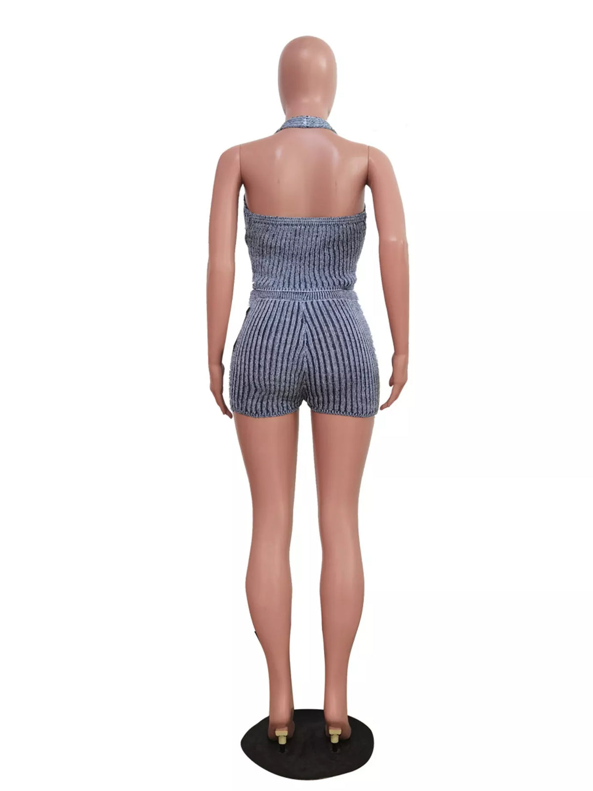 Halter Neck Top Shorts Sweater Set (6)