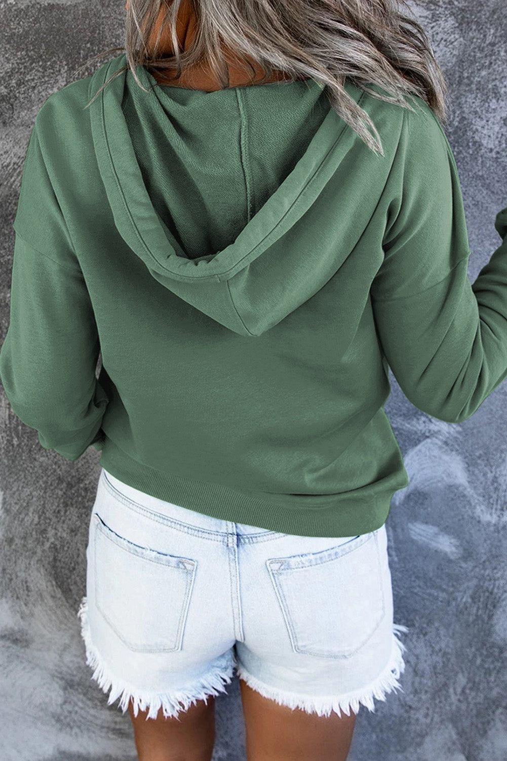 Dropped Shoulder Long Sleeve Hoodie Pocket (21)