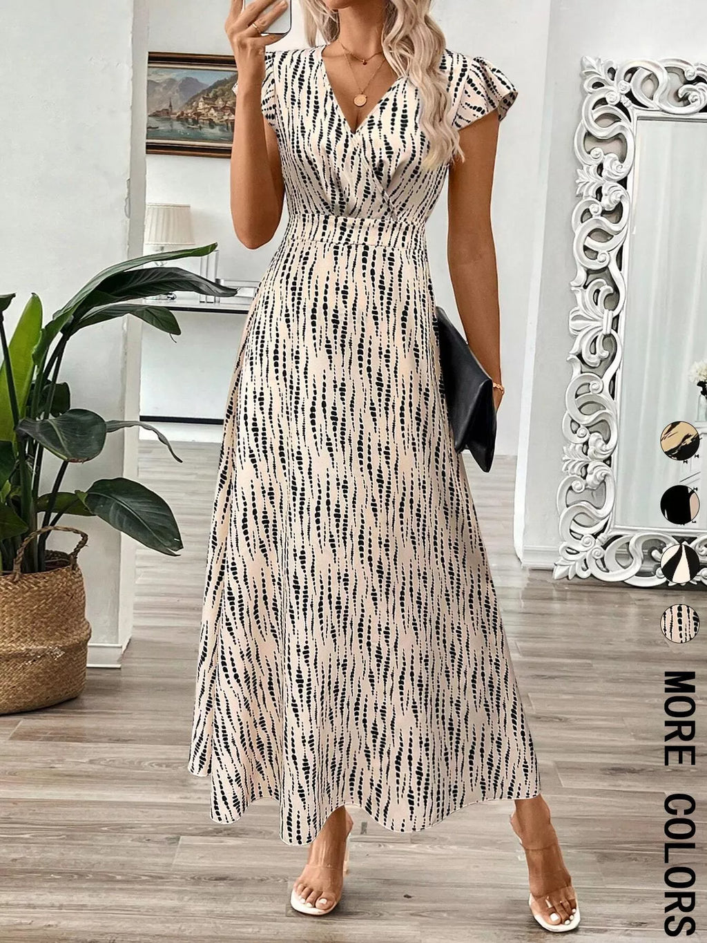 Surplice Cap Sleeve Midi Dress (10)