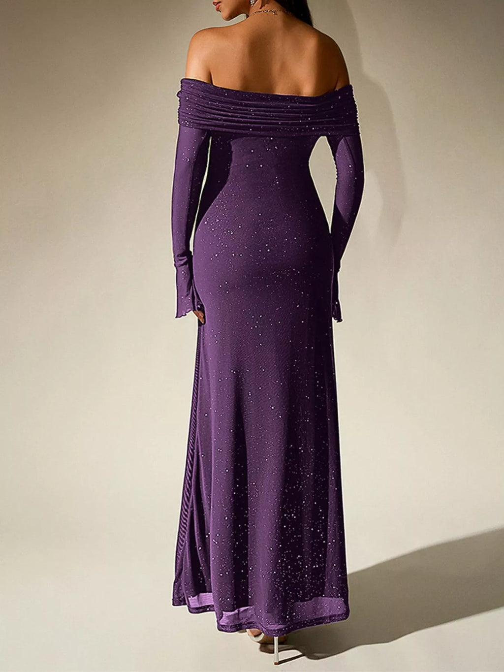 Glitter Off-shoulder Maxi Dress (20)