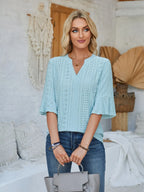 Eyelet Notched Half Sleeve T-shirt (23)