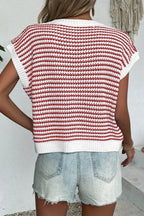 Striped Round Neck Sweater Vest (14)