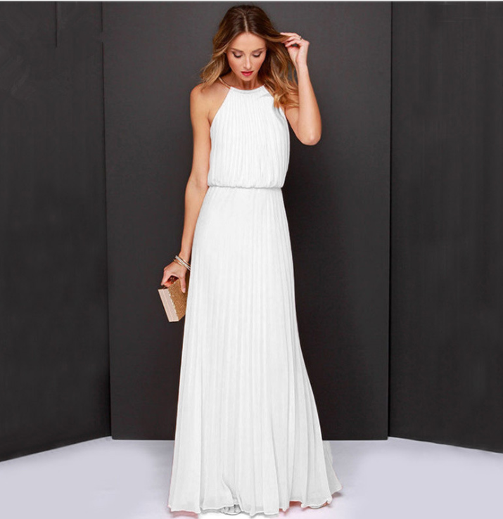 Halter Chiffon Maxi Dress variant CJNSSYLY00124-White-S|CJNSSYLY00124-White-L|CJNSSYLY00124-White-XXL|CJNSSYLY00124-White-XL|CJNSSYLY00124-White-M