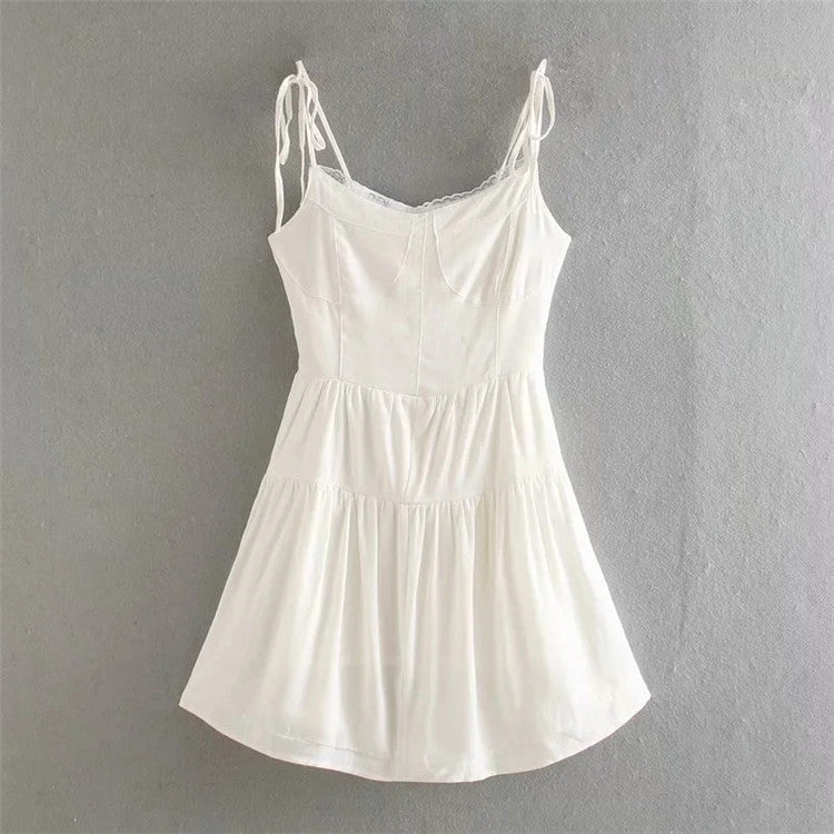 V-neck Sling Dress variant CJNSSYLY11906-White-M|CJNSSYLY11906-White-S|CJNSSYLY11906-White-L