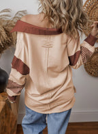 Block Striped Johnny Collar Sweatshirt (4)