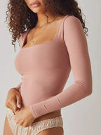 Square Neck Long Sleeve T-shirt (19)
